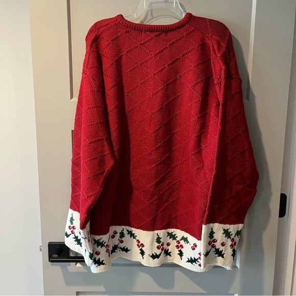NWT Celtic Isle XXL 100% Merino Wool Irish Sweater Ireland Red Christmas Holly - Picture 5 of 5